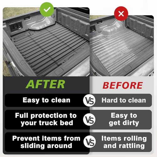 Image of TripleAliners Truck Mat Compatible with 2024-2026 Ford Ranger 5FT Accessories, Truck Bed Mat Heavy Duty Custom Fit All Weather Protection TPE Pickup Liner