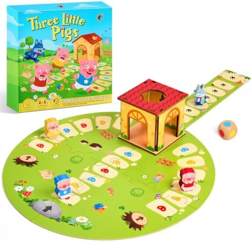 Kleine Schweinchen Spiel, Montessori Kinderspiele Brettspiel Reisespiel | Strategiespiel Familienspiel 1-4 Spieler, Gesellschaftsspiel für Kinder ab 3 4 5 6 Jahren Spieleabend Jung