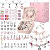 Girls Toys Bracelet Making Kit - Beads for Charm Jewelry Making Kit Supplies Gifts for Girls 4-12 DIY Craft Toys Birthday Christmas Age 5 6 7 8 9 10 11