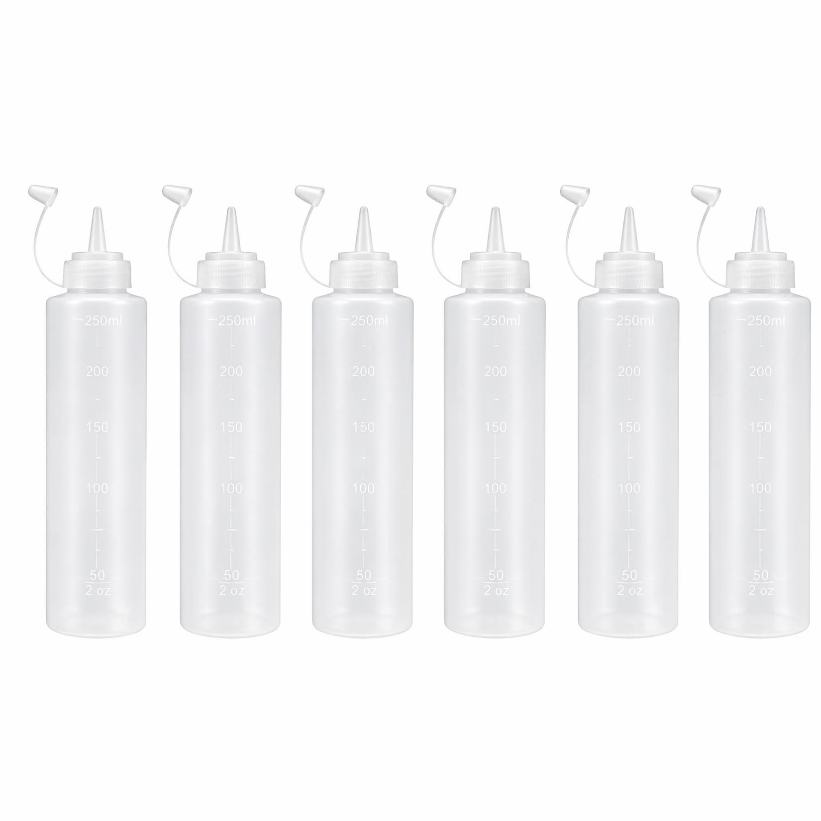 QSTZON 6 Pcs 8oz/250ml Squeeze Bottles, Plastic Squeezy Sauce Bottles