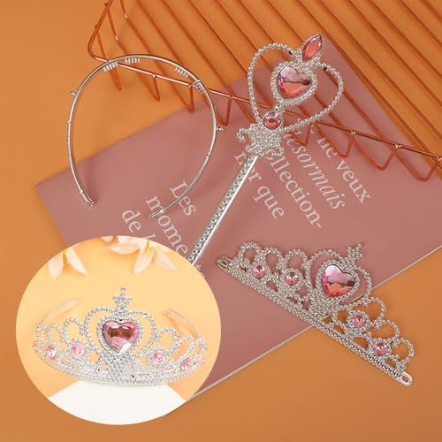 LIURFLNC 2 Pcs Krone Mädchen, Diadem Kinder, Zauberstab Mädchen Prinzessin Krone Prinzessinnenkrone Passend für Sophie/Rapunzel/Halloween/Karneval/Cosplay-Kostüme(Blau/Rosa)