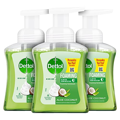 Image of Dettol Foaming Handwash Pump - Aloe Coconut (Pack of 3-250ml each) & Dettol Liquid Disinfectant for Personal Hygiene, Surface Disinfection, Floor Cleaner (Menthol Cool, 200ml, Pack of 3)