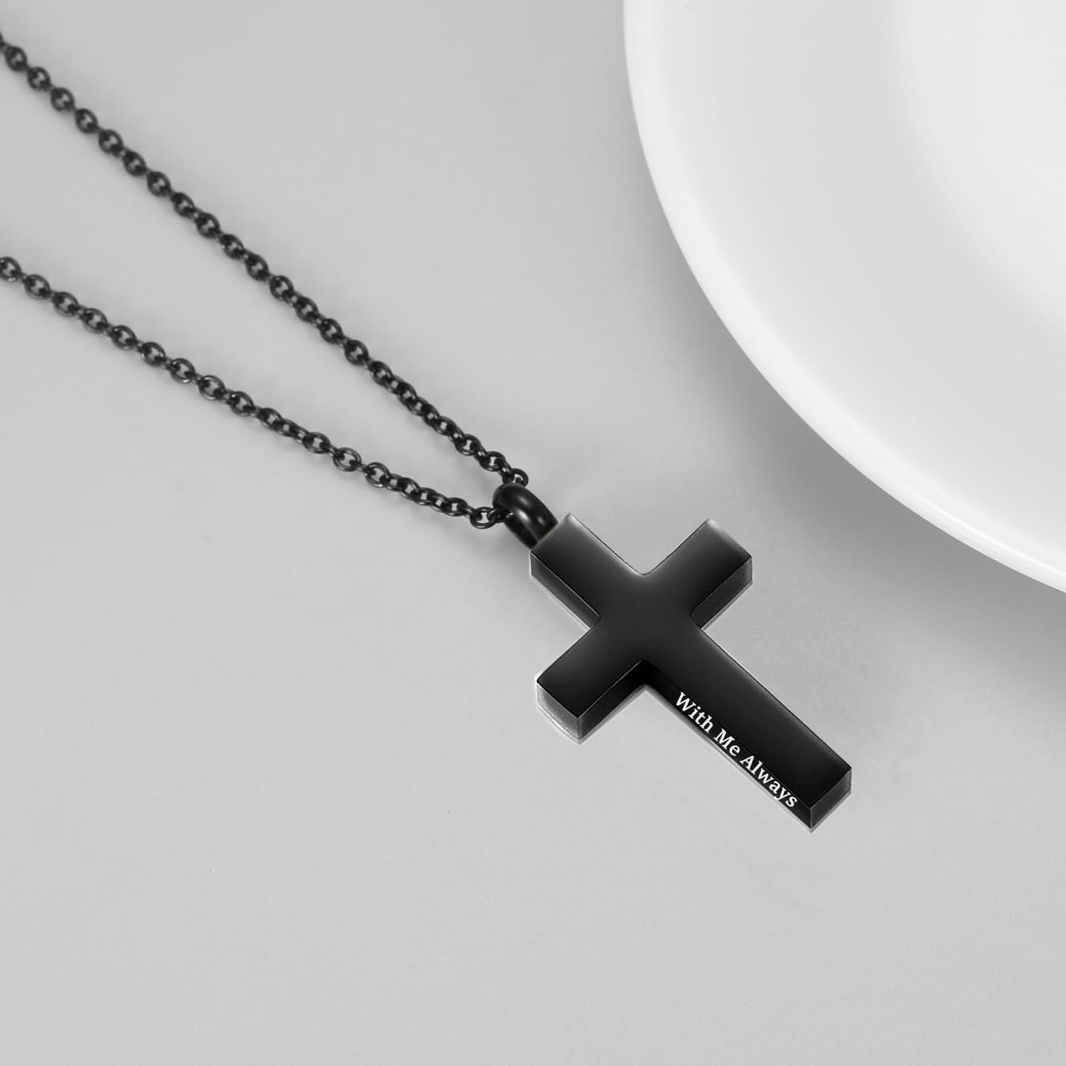 RIPFEVURN Cremation Jewelry Black Cross Urn Necklaces for Ashes for Women Men Human Ashes with Me Always Memorial Keepsake Pendant - Image 6