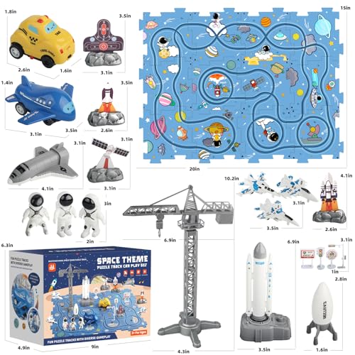 Yiybm 978-23 Tracks Car Toys Gifts For 3 4 5 Year Old Boys Kids,32 Pcs Space Jigsaw Puzzle Racer Car Track Set thumb #5