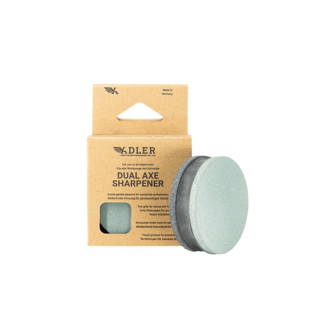 ADLER Beil Geschenkset Rheinlandbeil Schleifstein Balsam Echtholzbox Grün | Geschmiedetes C60-Beil mit Lederschutz als hochwertiges Geschenk Made in Germany