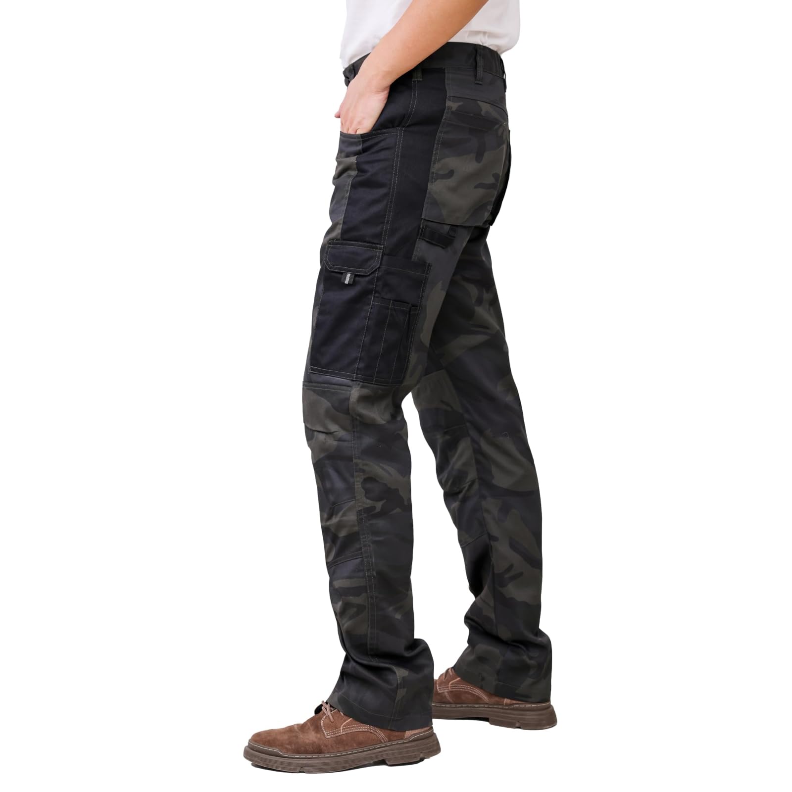 WORK IDEA Pantalon de Travail Homme Camouflage Cargo - Survêtement Résistant avec Poches Renforcées aux Genoux Randonnée et Jardinage