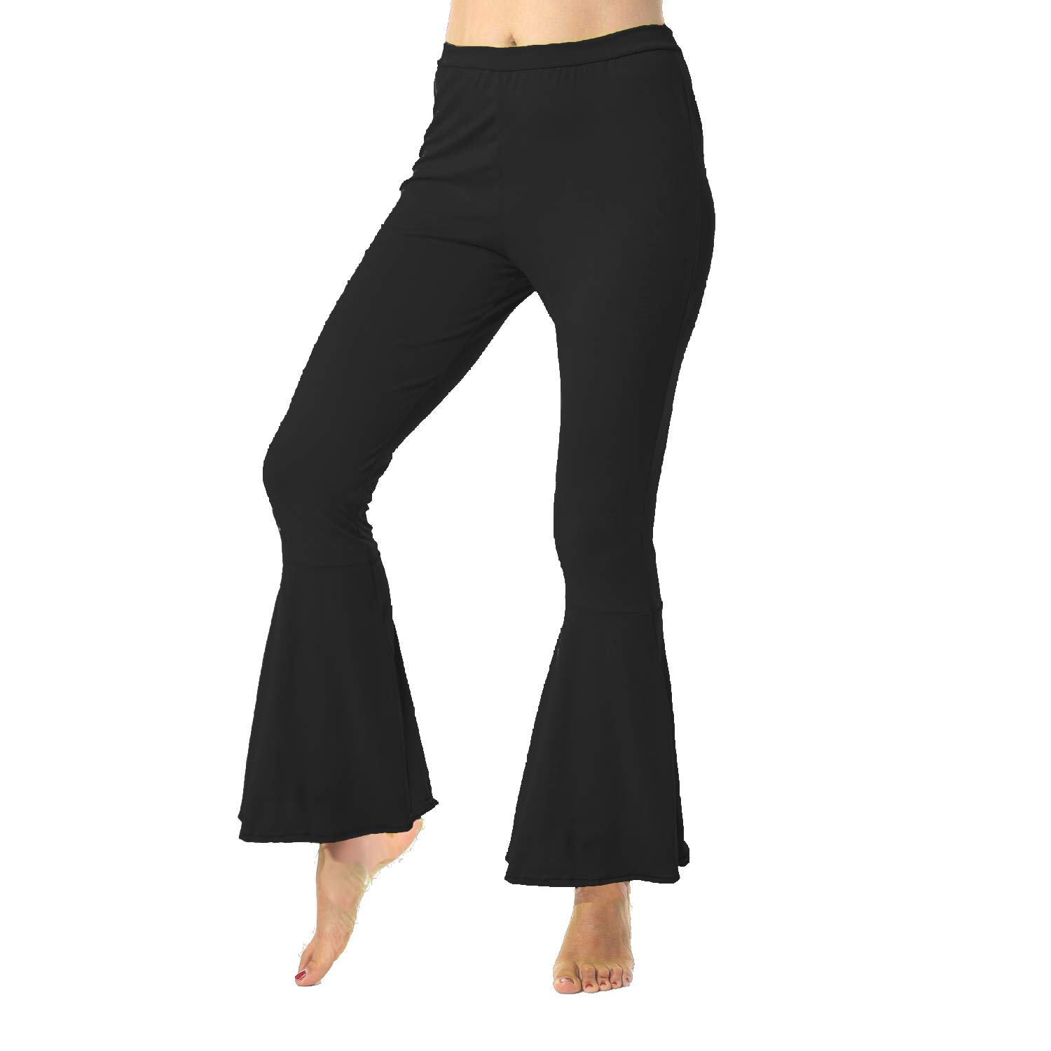 Sowest Women's Black 60S 70S Flared Trousers Disco Groovy Fancy Dress Saterday Night Fever Hippie Chick Small