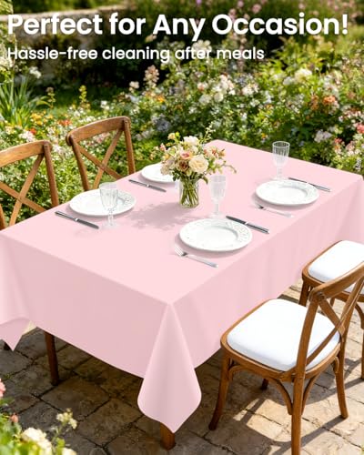 Image of LANLISA 4 Pack Pink Plastic Tablecloth Disposable, 54 x 108 Inch