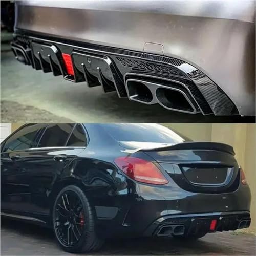 Diffuseur arrière avec embouts look carbone pour Benz W205 4 portes - 3