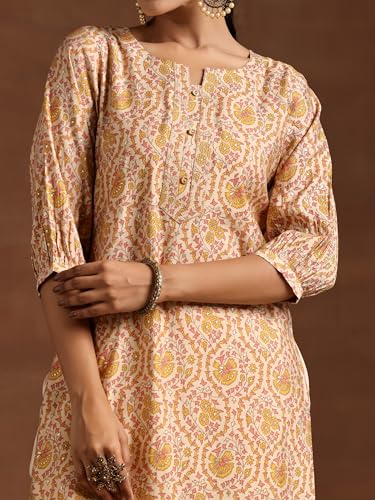 Image of Libas Womens Printed Silk Straight Kurta for Women Suit