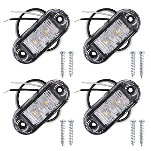 Luz lateral del camión LED,YuanGu oval Lateral Marcador Luz Lámpara Blanco Impermeable 12V   24V Universal para Camión remolque RV (4 Pcs)