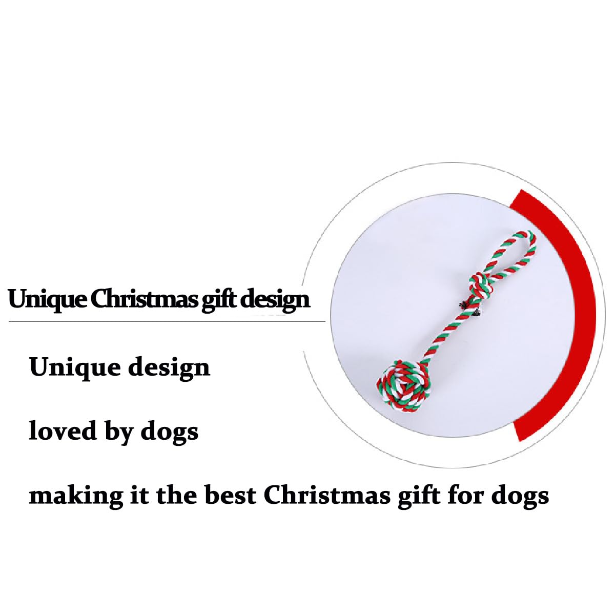 Kauspielzeug für Hunde, Seil-Hundeball für kleine Hunde und mittelgroße Hunde, gegen Langeweile und Stimulierung der Zahnreinigung, Zahnfleischmassage, Zerren, Weihnachtsball, Seilspielzeug,