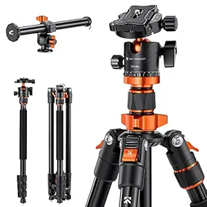 K&F Concept 78 inch DSLR Camera Tripods with Magnesium Alloy Rotatable Multi-Angle Center Column,Load Capacity up to 22lbs/10kg K234A7+BH-28L+Extension Arm Kits