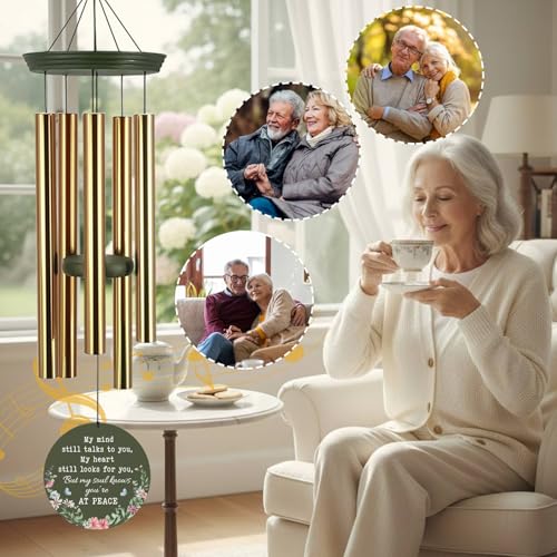 Image of Personalized Memorial Wind Chimes for Outside, Sympathy Gifts Wind Chime for Loss of Loved One, Beautiful Decor with Deep Tone, Ideal for Funeral, Remembrance & Bereavement, Produced in Texas