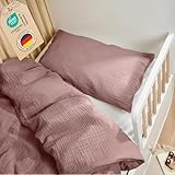Laleni Kinderbettwäsche 100x135 cm aus Baumwolle - Musselin Bettwäsche Kinder 100 x 135 cm + Kissenbezug 40x60 cm - Oeko-TEX zert. Musselin Bettwäsche Baby - Musselin Bettwäsche 100x135 Flieder