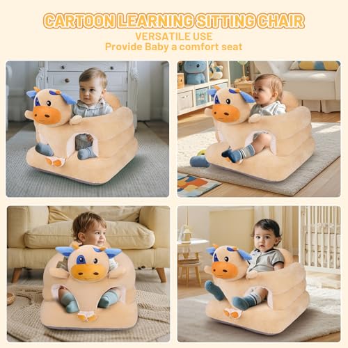 Image of KAKIBLIN Baby Sit Up Chair Support Sofa,Sit Me Up Floor Seat for Baby,Soft Plush Cartoon Animals Learning to Sitting Chair Seats for 3-24 Month Girls and Boys,PP Cotton Full Filling