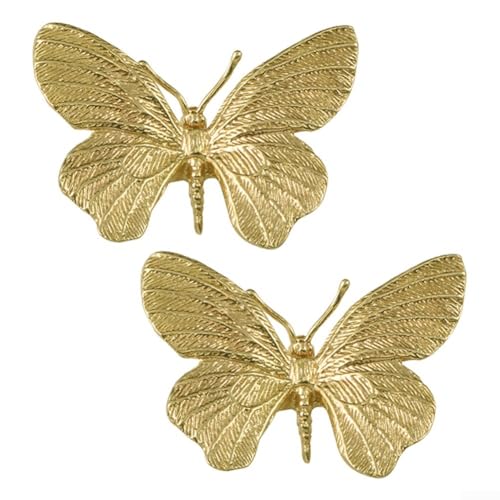 CWOQOCW Lot de 2 boutons de tiroir élégants en laiton doré antique en forme de papillon pour chambre à coucher, salon, commode (papillon)