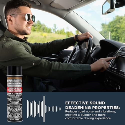 Image of Barrier Bond - Rubberized Undercoating Sound Deadener, 14.3oz Black Spray, Undercoating for Vehicles, 6-Pack
