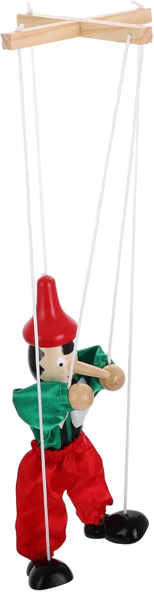 Marioneta VICASKY - Marioneta de madera hecha a mano con extremidades móviles, juguete interactivo para contar historias y destreza con los dedos | Ropa de color aleatorio