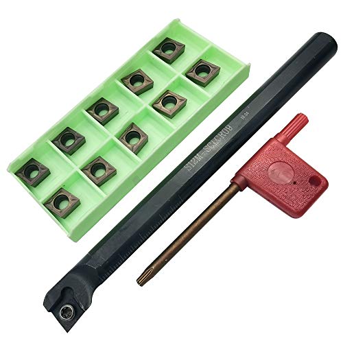 SCLCR Boring Bar 1/2 Indexable Boring Bar Lathe Solid Boring Bar Threading - CCMT09T304(CCMT32.5) Carbide Inserts Lathe Tools(10PCS)