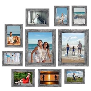 Pacome 10Pack Picture Frames set with Two 11×14 Four 8×10 Four 5×7 Gallery Wall Frame SetCollage Picture FrameFarmhouse wood Photo Frames for living room Wall Gallery Decor or DeskRustic Black