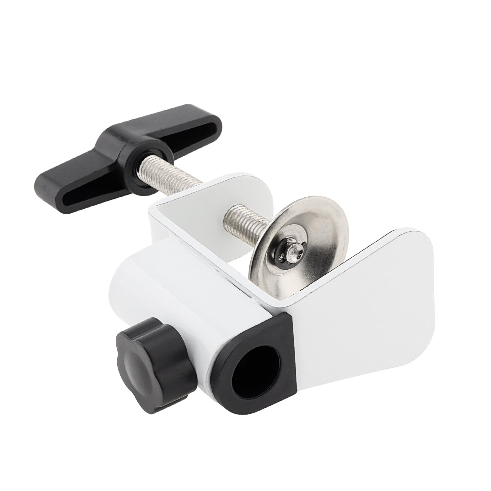 Supporto a clip in acciaio al carbonio con morsetto a C per fotocamera/monitor, supporto da scrivania e tavolo, universale per microfono e tablet (bianco)