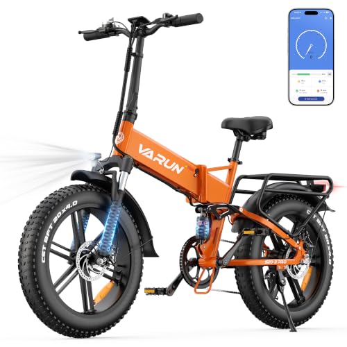 VARUN Bicicleta Electrica, 20'*4.0' Fat Tire Bici Electrica Plegable con Batería Extraíble de 48V 624Wh, Autonomía de 120Km, Bicicleta Eléctrica Adulto con NFC y App, Suspensión Completa