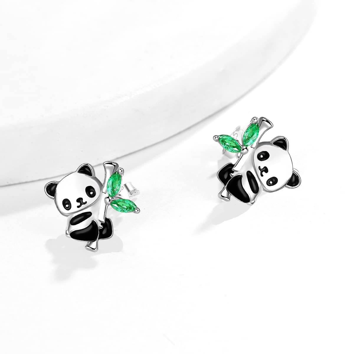 Boucles d'oreilles panda en argent sterling 925 pour filles Boucles d'oreilles panda mignonnes hypoallergéniques Cadeaux d'anniversaire pour filles adolescentes