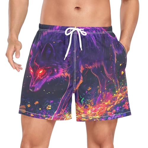 Men's Swimming Trunks Men's 2 Layer Inseam Board Shorts Phone Pocket Quick Dry
