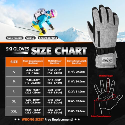 Hikenture 1138-A-A2 Ski Gloves Snow Gloves For Men&Women, 3M Thinsulate Waterproof Snowboard Gloves, Insulated Touchscreen Snowmobile Gloves thumb #5
