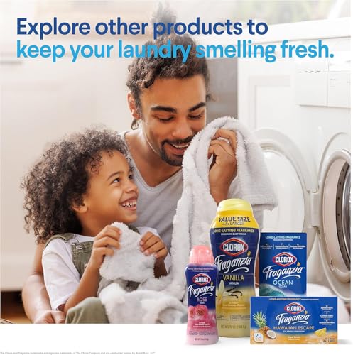 Image of Clorox Fraganzia Laundry Scent Booster Crystals, In-Wash Fragrance Beads for Fresh-Smelling Clothes & Linens, Safe for All Fabrics & Colors, Easy-Pour Bottle, Rose Scent, 70 Oz - 2 Pack