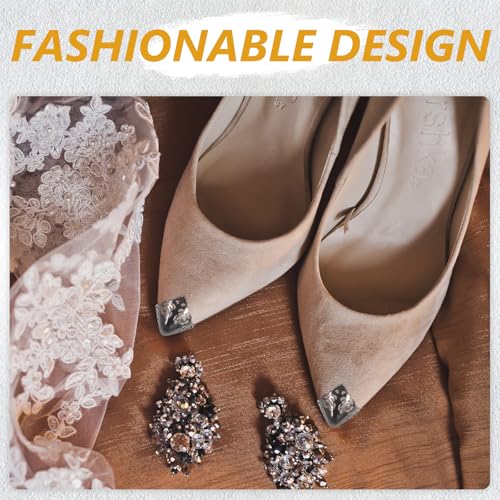 Image of KESYOO 3Pairs Metal Shoes Pointed Protector High Heels Toe Cap Cowboy Boot Tips Elegant High Heels Tip Cover