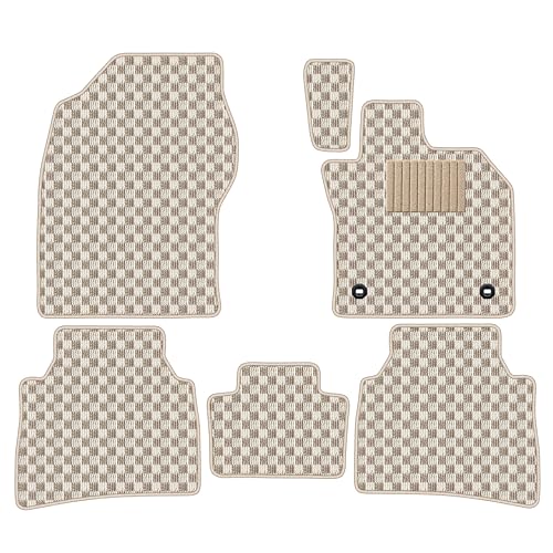 Aviles 新型 プリウス 60系 フロアマット【16色から選択】(プラグインハイブリッド,08:SMALLチェック × ベージュ)