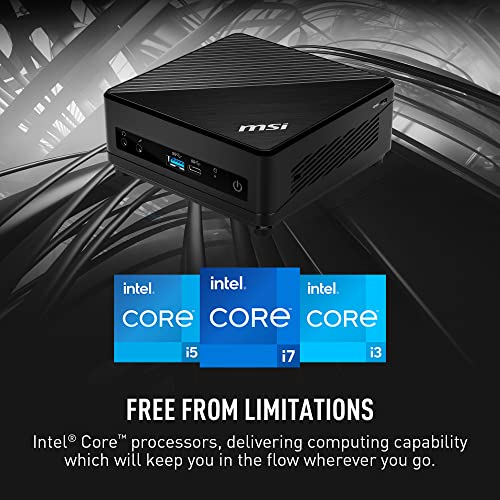 Image of MSI Cubi 5 Mini PC: Intel Core i7-10510U, 16GB DDR4 (2x8GB) 2666MHz, 256GB SSD, WiFi 6, Bluetooth 5.2, USB Type-C, Dual Display, Energy Efficient, Black, Windows 11 Pro: 10M-628US