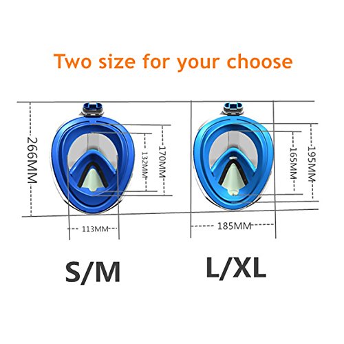 Maschera da snorkeling, angolo di visuale di 180°