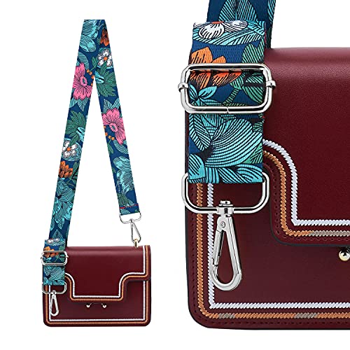 Image of Silvery Buckles Wide Shoulder Strap Adjustable Replacement Belt Crossbody Canvas Bag Handbag