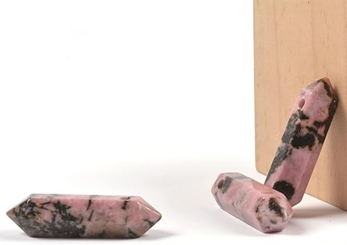 Vista 204 de Cuarzo rosa de 1.28 pulgadas (1.260 in) con piedras preciosas naturales hexagonales para hacer joyas, cuentas de curación de reiki de chakras