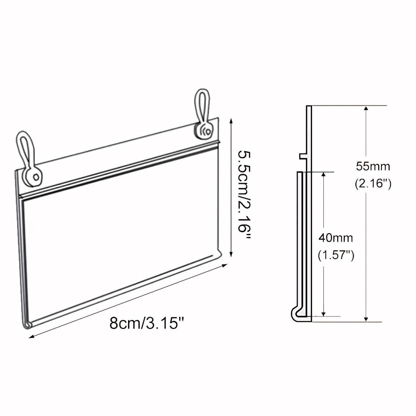 Lot de 100 Porte-étiquettes double boucle de suspension en plastique