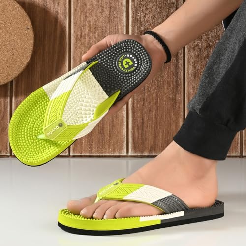 Image of DOCTOR HEALTH SUPER SOFT Men's Massage Flip Flops | Textured Footbed Comfortable EVA Slippers | Anti-Slip Lightweight Thong Sandals for Indoor Outdoor Casual Everyday Wear