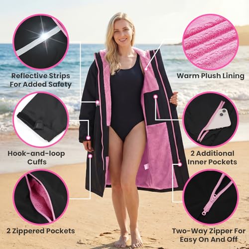 Image of Owntop Swim Parka Adult Kids | Waterproof & Quick-dry | 2-Way Zipper | Oversized Hooded Changing Robe for Beach Pool