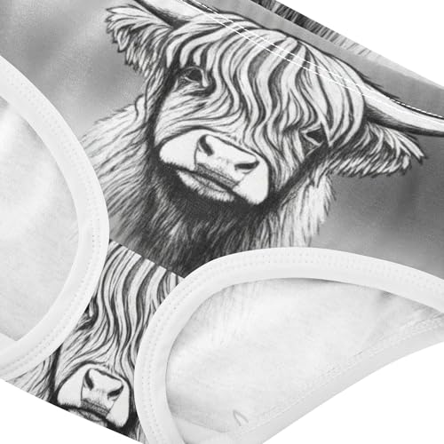 Highland Cows Grey Panties for Girl Girls Underwear Toddler Cotton Colorful Undies Kids Briefs 2t4