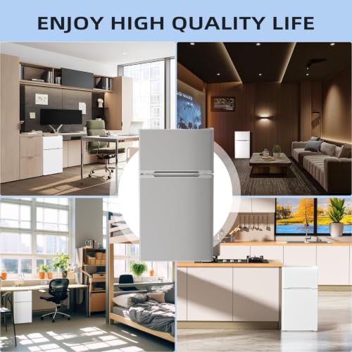 Image of Antarctic Star 3.1 Cu.Ft.Compact Refrigerator with Freezer,Mini Fridge 2-Door with Adjustable Removable Shelves,For kitchen /Apartment /Dorm /Office,GREY