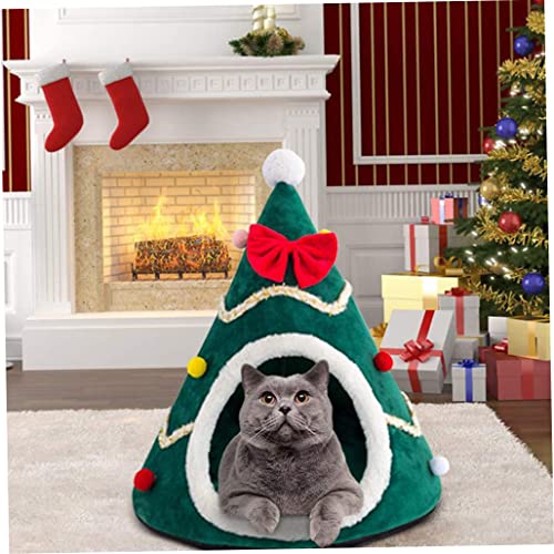 Lits de chat de Noël isolant en forme de tente triangle 38x45cm