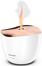 Sharp Aroma Ultrasonic Diffuser Atomiser with Candlelight Effect for Fragrance Oils and Essential Oils for Aromatherapy (White/Rose Gold)