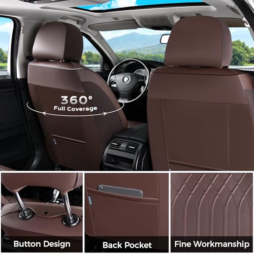 Image of FLORICH Car Seat Covers Full Set, Leather Seat Covers for Cars, Car Seat Protector Waterproof Breathable, Universal Automotive Seat Covers, Front and Rear Car Seat Cover Fit for Most SUV Pick-up Truck