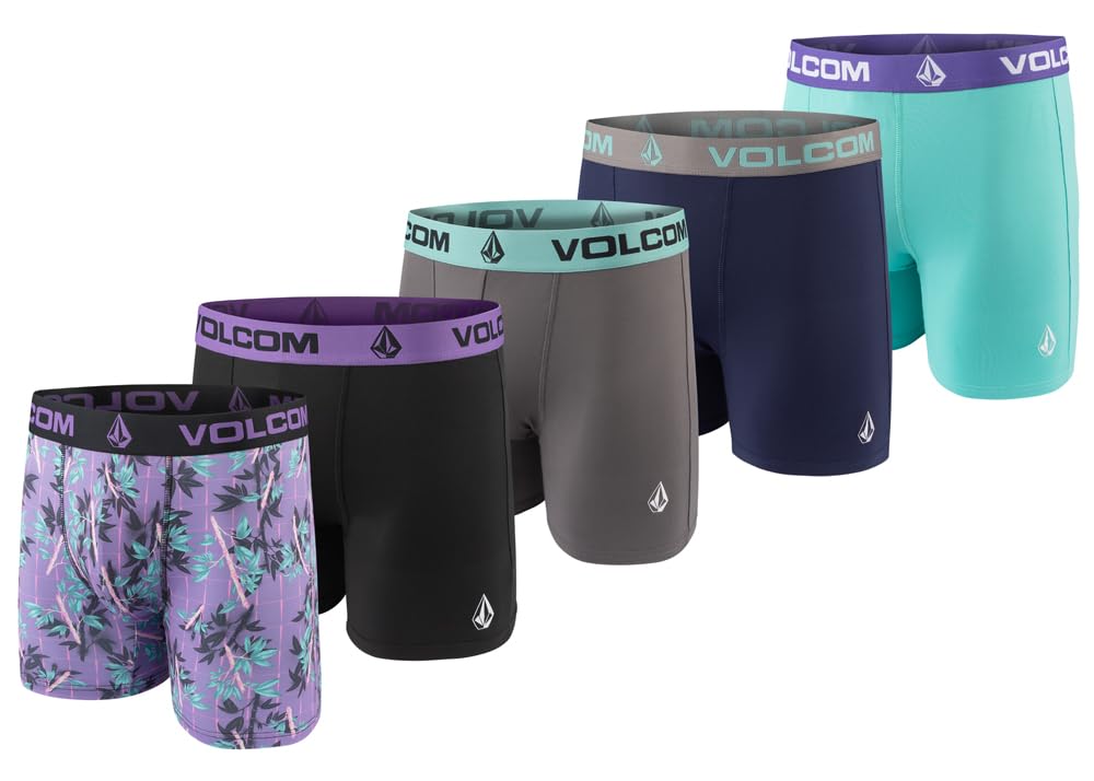 Volcom Mens Boxer Briefs 5 Pack Poly Spandex Performance Boxer Briefs Underwear