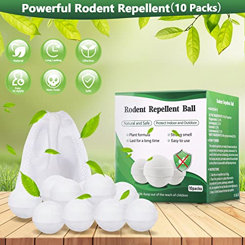 Sectpod Rodent Repellent Balls Squirrel Rat Repeller Mice Repeller Peppermint Oil Mouse And Rats Repellent For Outdoor Gardening Attic Garage House, 10 Packs #TOP2