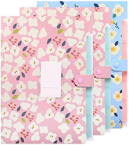 Image of Corslet Expanding File Folder for Documents A4 Size Certificates Organizer with 5 Pockets for School and Office (Pack of 3), Multicolor