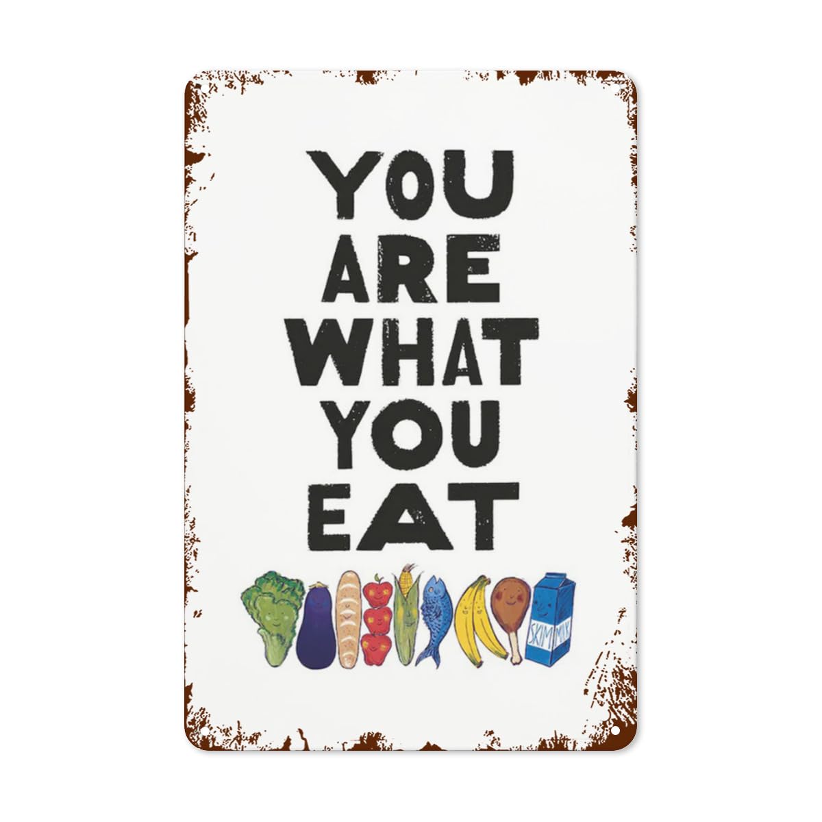 Yepyayqvk Tin Sign 117 You Are What You Eat, Kitchen Prints, Motivational Quotes For Healthy Living, Kitchen Signs, Vintage Metal Tin Signs, Home Decor Wall Art, 6X8 Inch