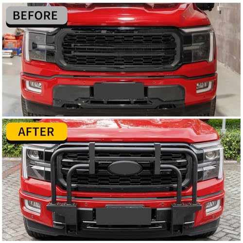 Image of Bull Bar Compatible with 2021-2025 2026 Ford F150 Front Bumper Carbon Steel Bolt-On Grill Bar Bumper Grille Brash Gurad for 2024 F-150 Accessories